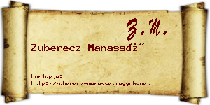 Zuberecz Manassé névjegykártya